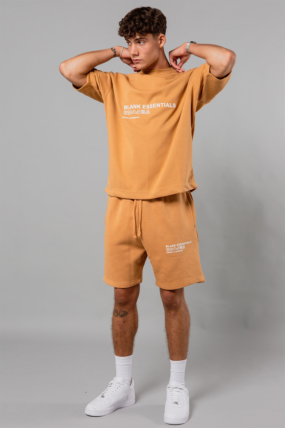 Cotton Blend Short Sleeve T-Shirt with Japanese Graphic Print Cotton Blend Short Sleeve T-Shirt with Japanese Graphic Print