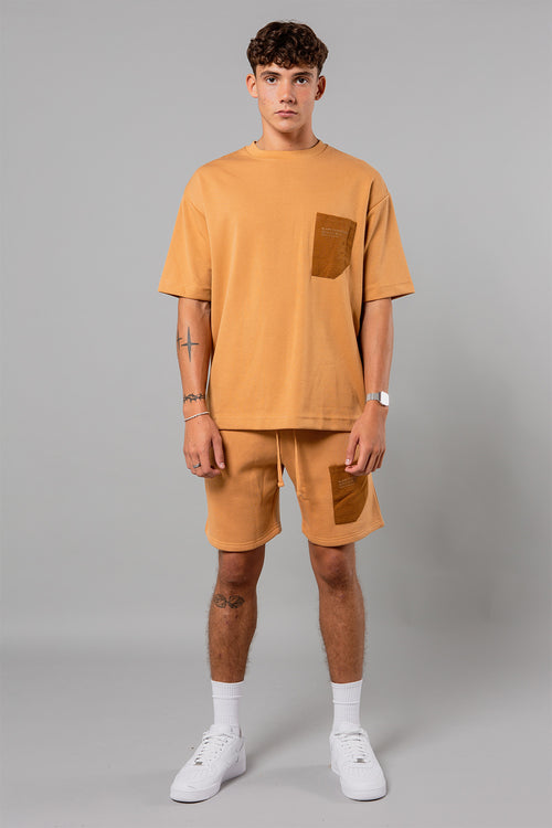 Blank Essentials Camel Cotton Blend Shorts with Pocket Image 4