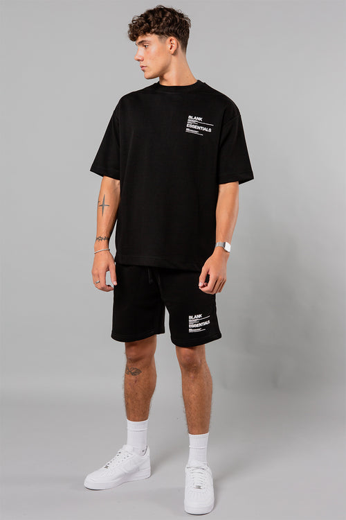 Blank Essentials Black Cotton Blend Shorts with Graphic Print Image 4