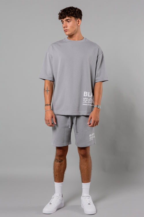 Blank Essentials Storm Grey Cotton Blend Shorts with Graphic Print Image 4